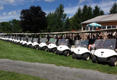 Golfers gathered for a tournament